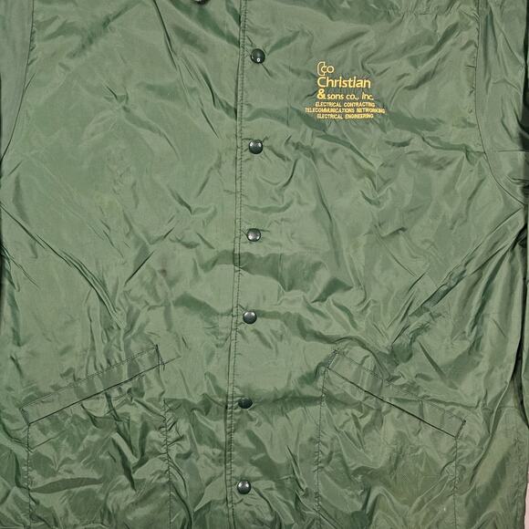 Vintage Hilton Apparel Jacket XL Green 80s Windbreaker Workwear Dad Grandpa - Picture 2 of 12